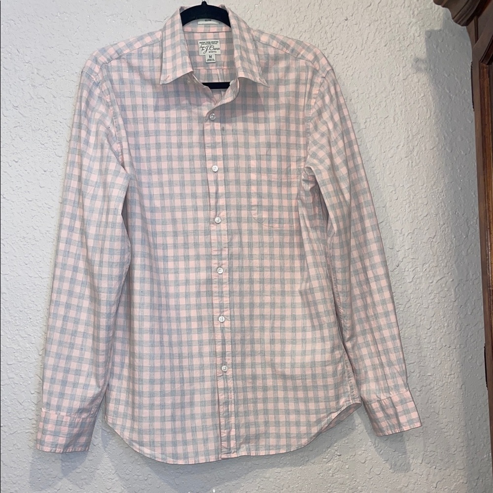 J. Crew stretch Pink and White Plaid Shirt
